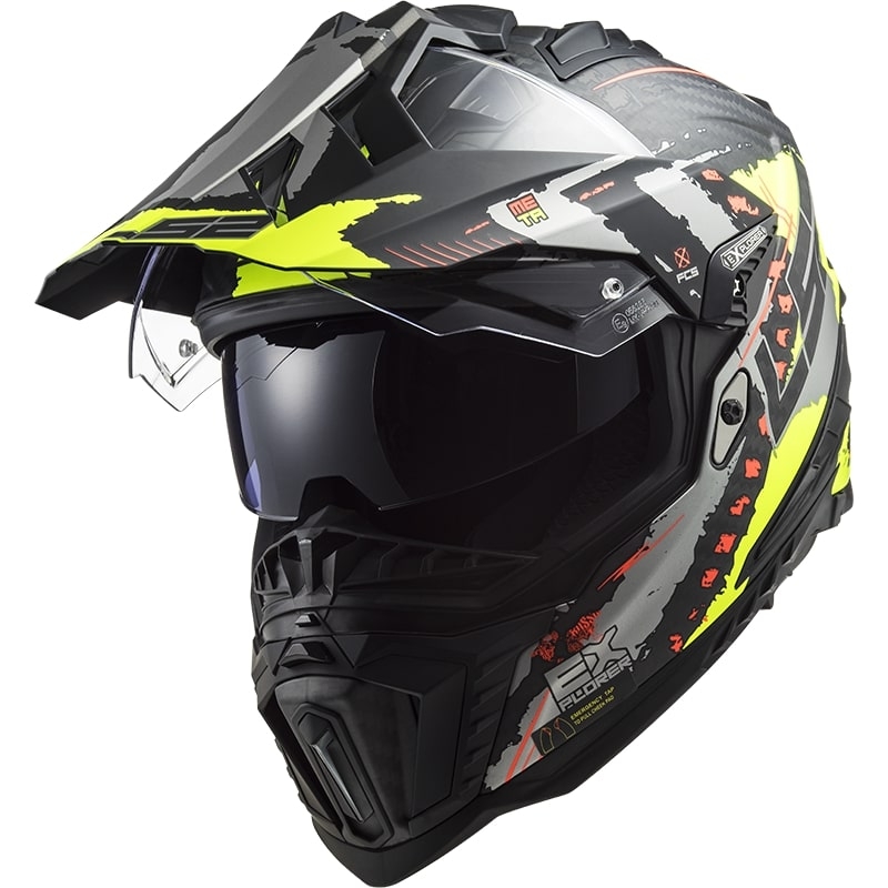 Endurohelm LS2 MX701 Explorer C Extend zwart-grijs-fluogeel