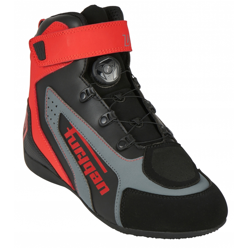 Furygan V4 Easy D3O zwart met rode motorlaarzen