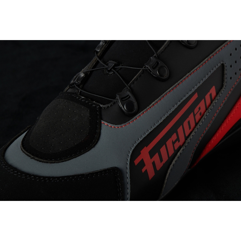 Furygan V4 Easy D3O zwart met rode motorlaarzen
