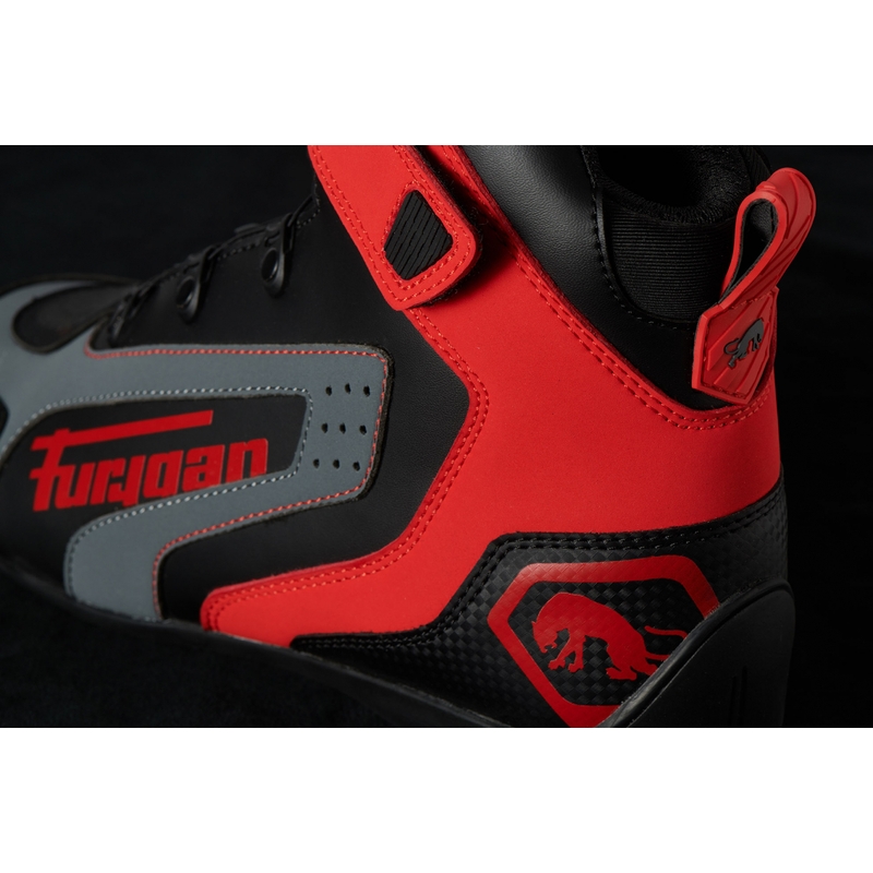 Furygan V4 Easy D3O zwart met rode motorlaarzen