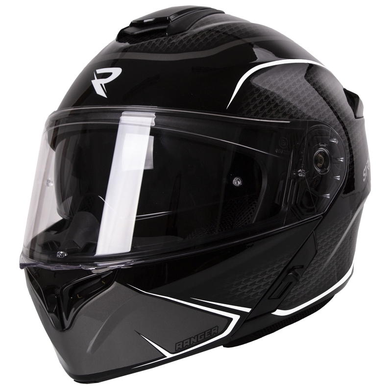 Street Racer Ranger zwart-witte opklapbare motorhelm