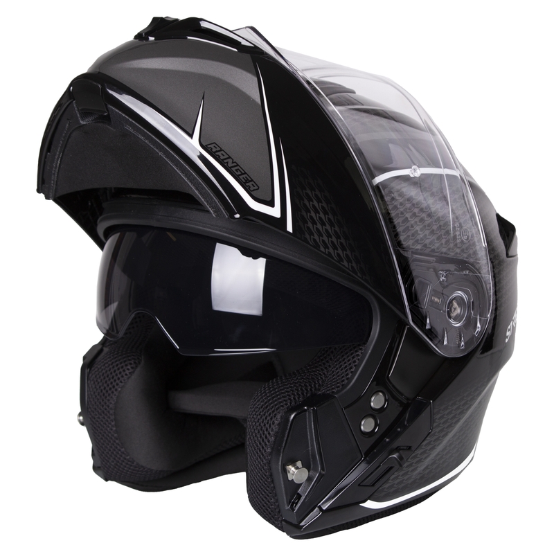 Street Racer Ranger zwart-witte opklapbare motorhelm