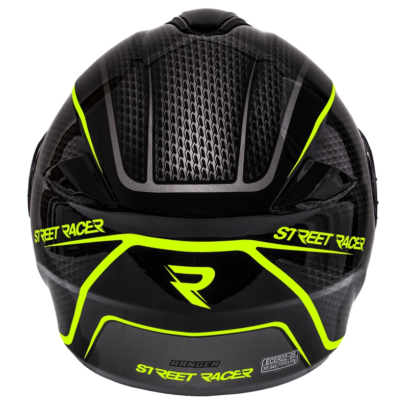 Street Racer Ranger zwart-fluo gele tip-up motorhelm