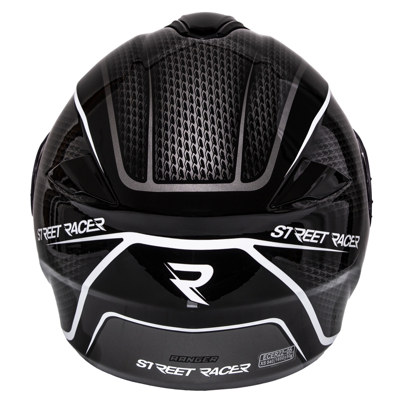 Street Racer Ranger zwart-witte opklapbare motorhelm