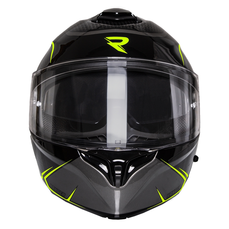 Street Racer Ranger zwart-fluo gele tip-up motorhelm