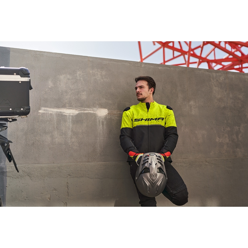 Motorjas Shima Drift zwart-fluo geel