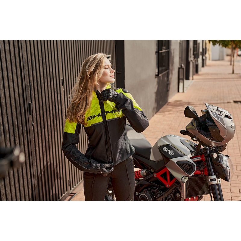 Dames motorjas Shima Drift zwart-fluo geel