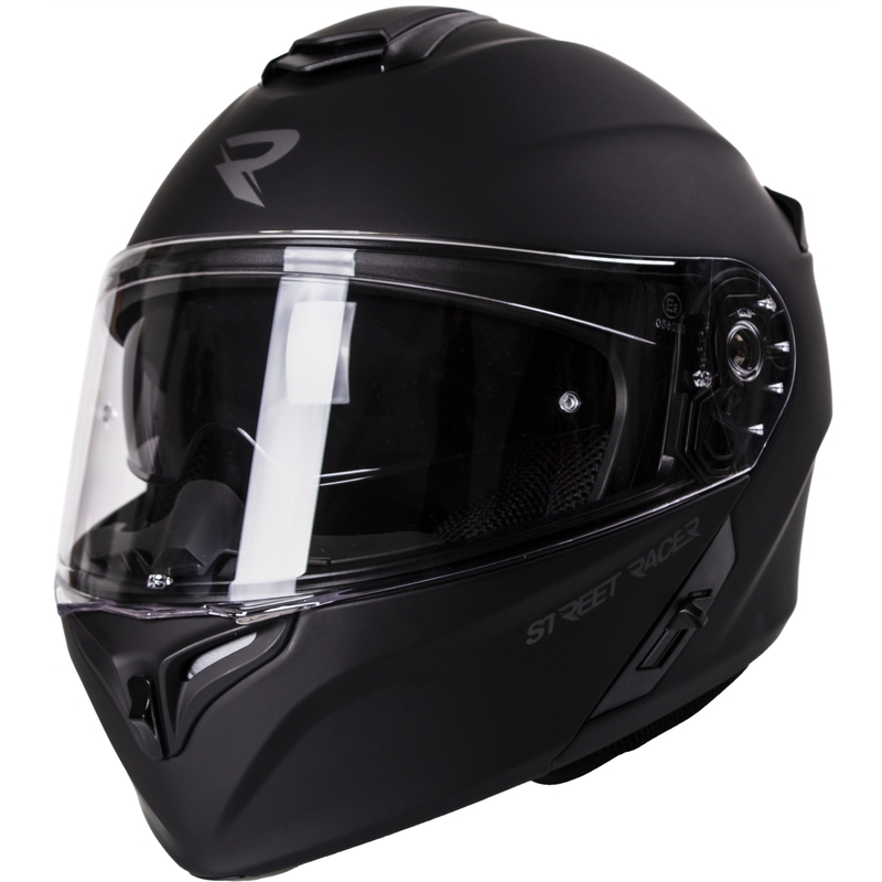 Street Racer Ranger zwart matte opklapbare motorhelm