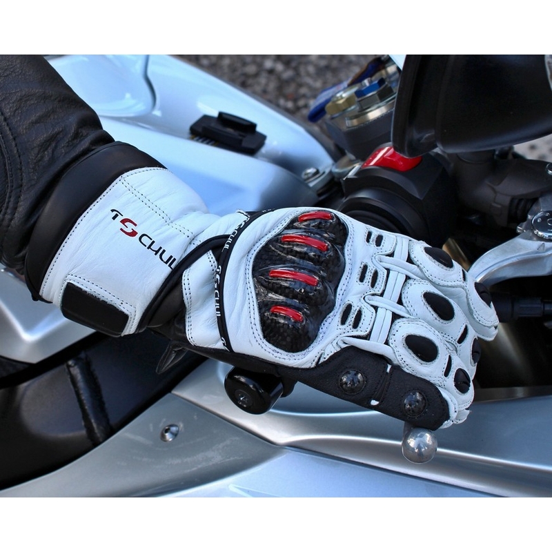 Rukavice na motorku Tschul 270 bílo-černé výprodej
