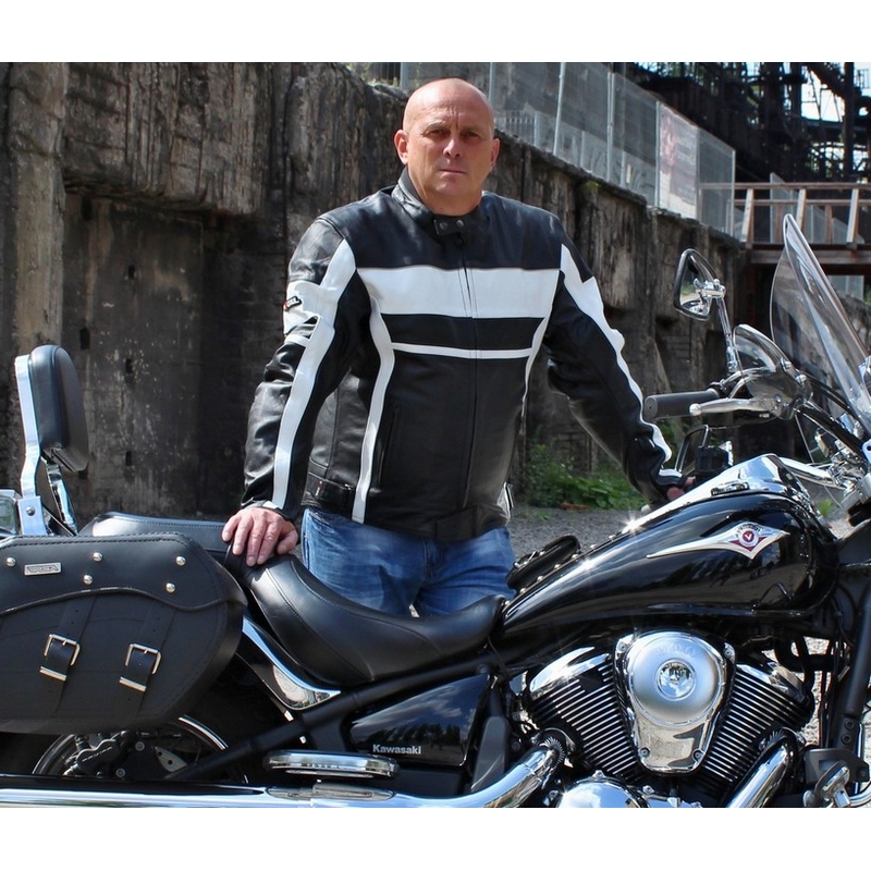 Bunda na motorku Tschul 837 černo-bílá výprodej