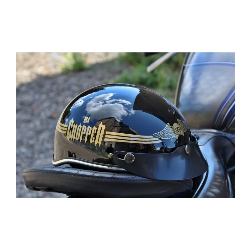 Motorhelm braincap RSA Skull zwart glanzend