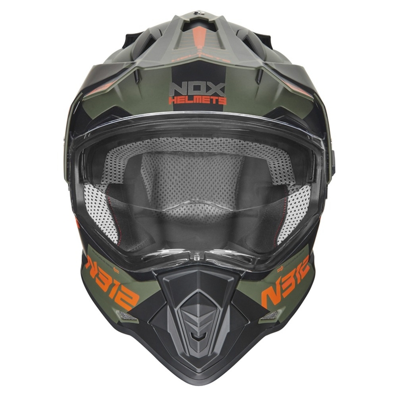 Enduro přilba NOX N312 EXTEND 2022 khaki-oranžová