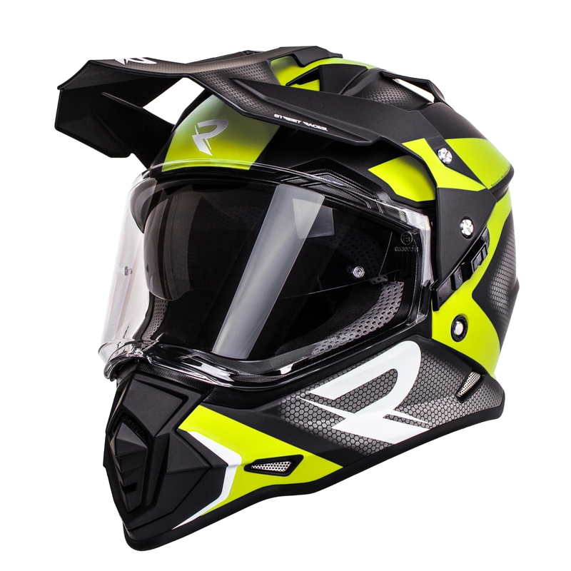 Enduro helm Street Racer Tracker zwart-fluo geel