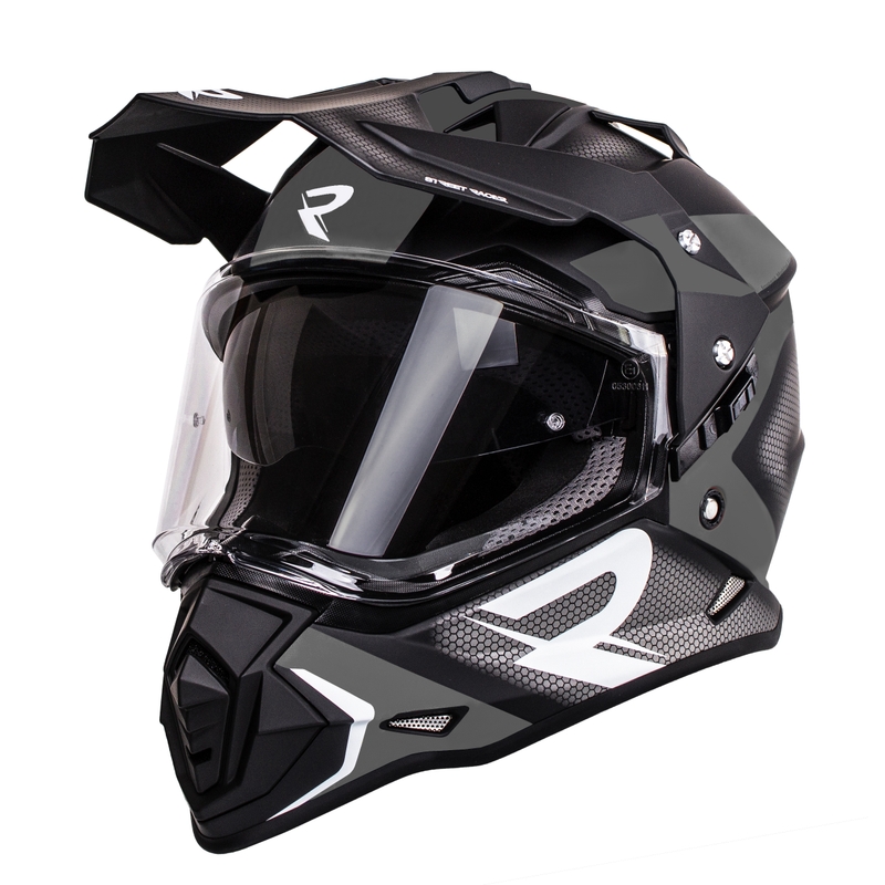 Enduro helm Street Racer Tracker zwart-grijs