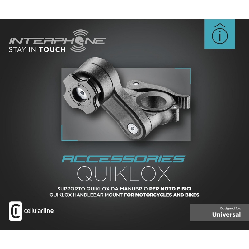 Interphone Quiklox stuurhouder met snelsluiting zwart