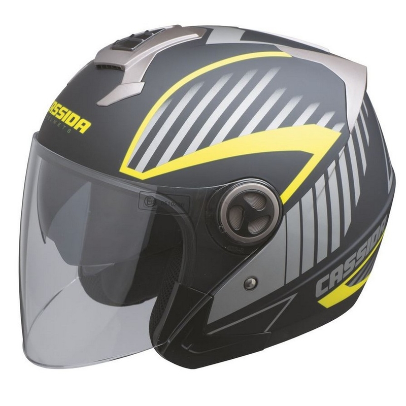 Cassida Magnum zwart-grijs-fluo geel motorhelm