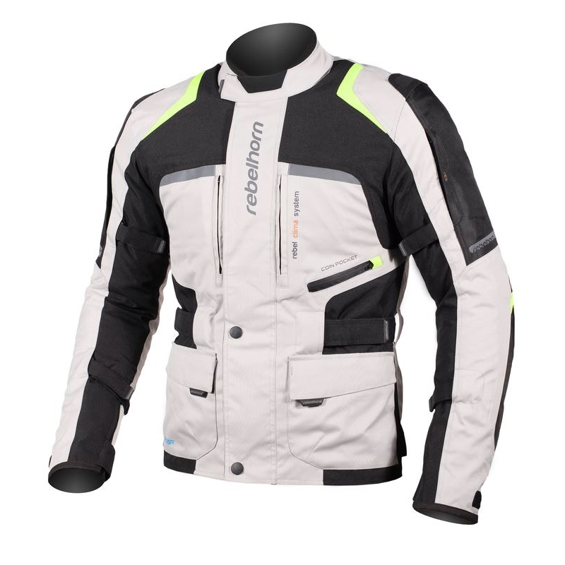 Moto bunda Rebelhorn Hiker Pro šedo-černo-fluo žlutá