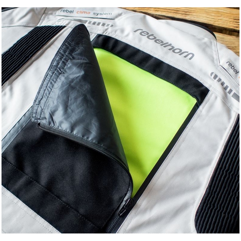 Dámská moto bunda Rebelhorn Hiker Pro šedo-černo-fluo žlutá výprodej