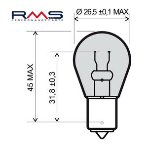 Žárovka RMS 12V 21W , P21W BA15S bílá