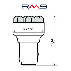 Žárovka RMS 12V 12 Led, BAY15D červená
