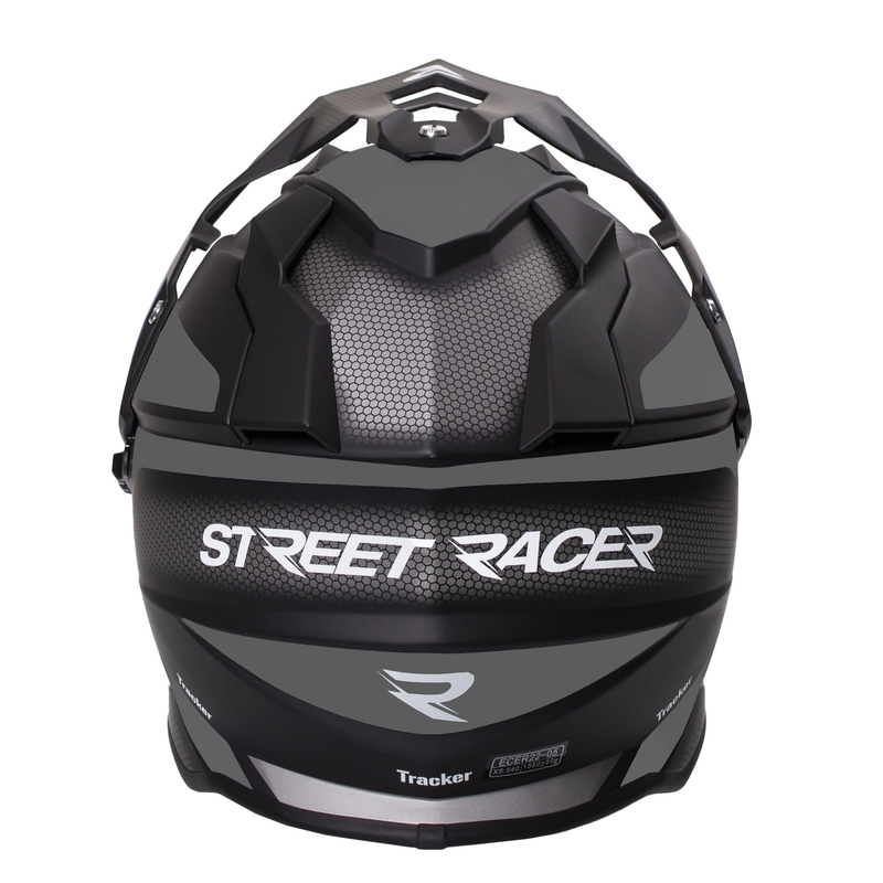 Enduro helm Street Racer Tracker zwart-grijs