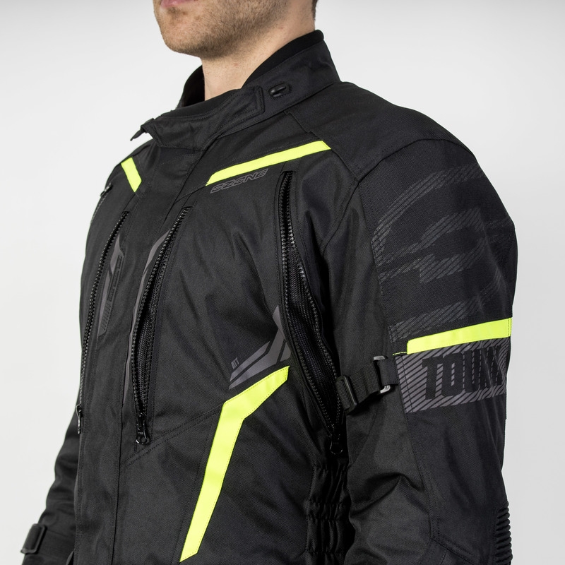 Motorjas Ozone Tour III zwart-antraciet-fluogeel