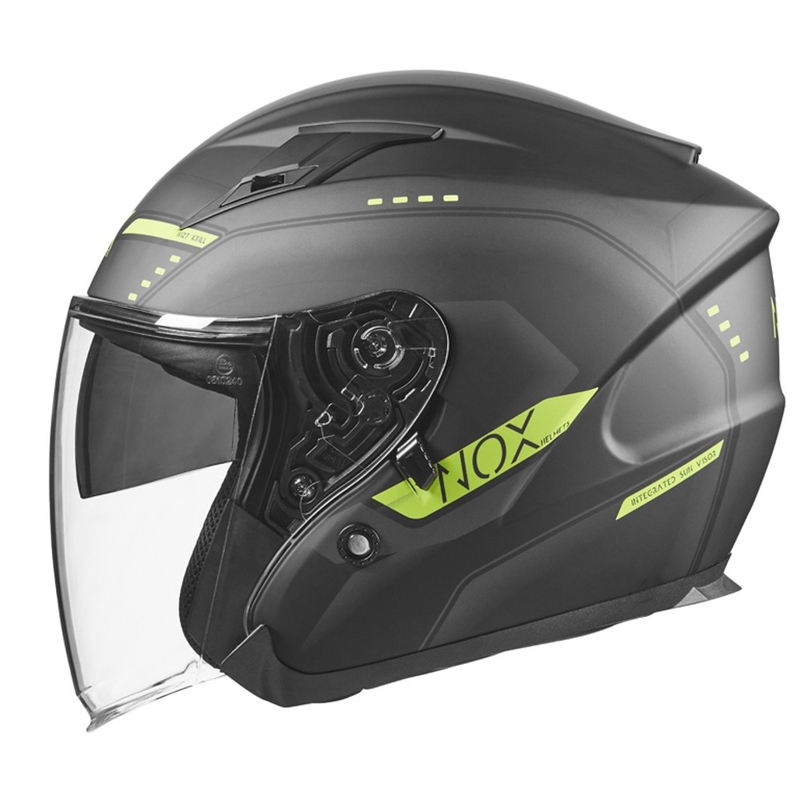 Otevřená přilba na motorku NOX N128 Krill černo-fluo žlutá