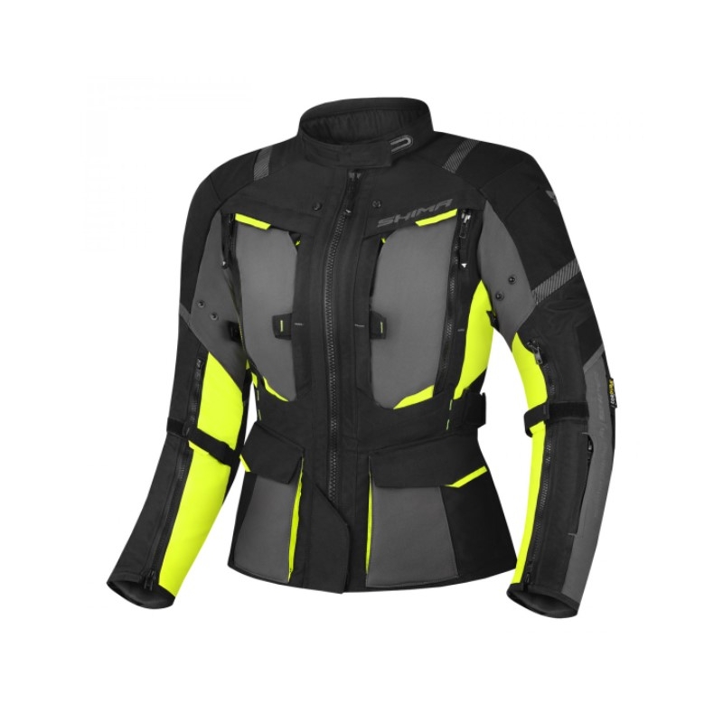 Dames Shima Hero 2.0 Zwart-Grijs-Fluo Geel Motorjack