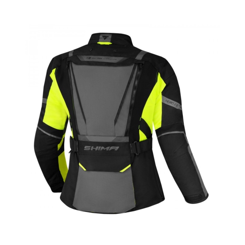 Dames Shima Hero 2.0 Zwart-Grijs-Fluo Geel Motorjack