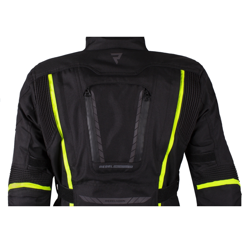 Dames moto jas Rebelhorn Hiker III zwart-fluo geel uitverkoop