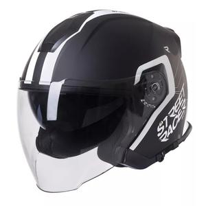 Open motorhelm Street Racer SR 01 zwart/wit