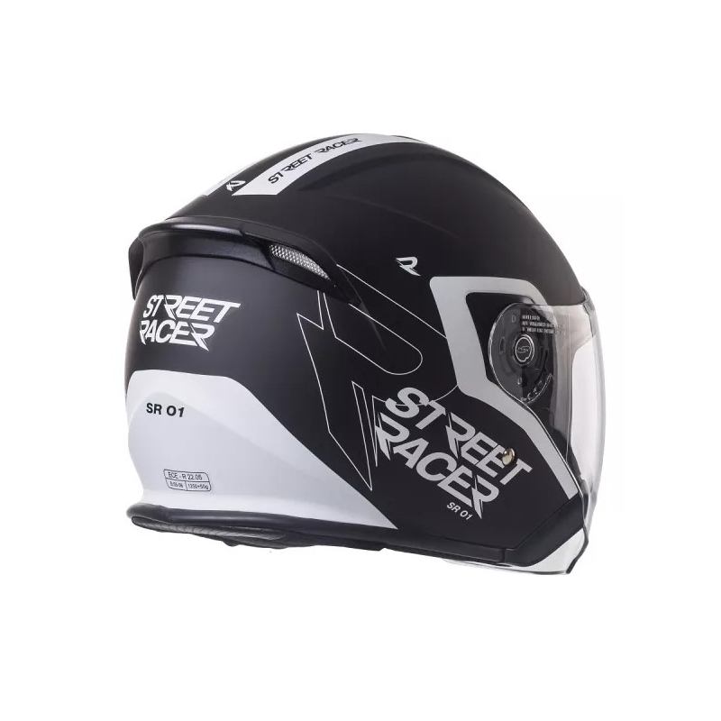 Open motorhelm Street Racer SR 01 zwart/wit