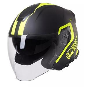 Open motorhelm Street Racer SR 01 zwart-fluo geel
