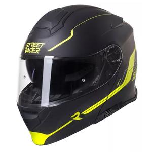 Street Racer SR V1 zwart-fluo geel tip-up motorhelm uitverkoop