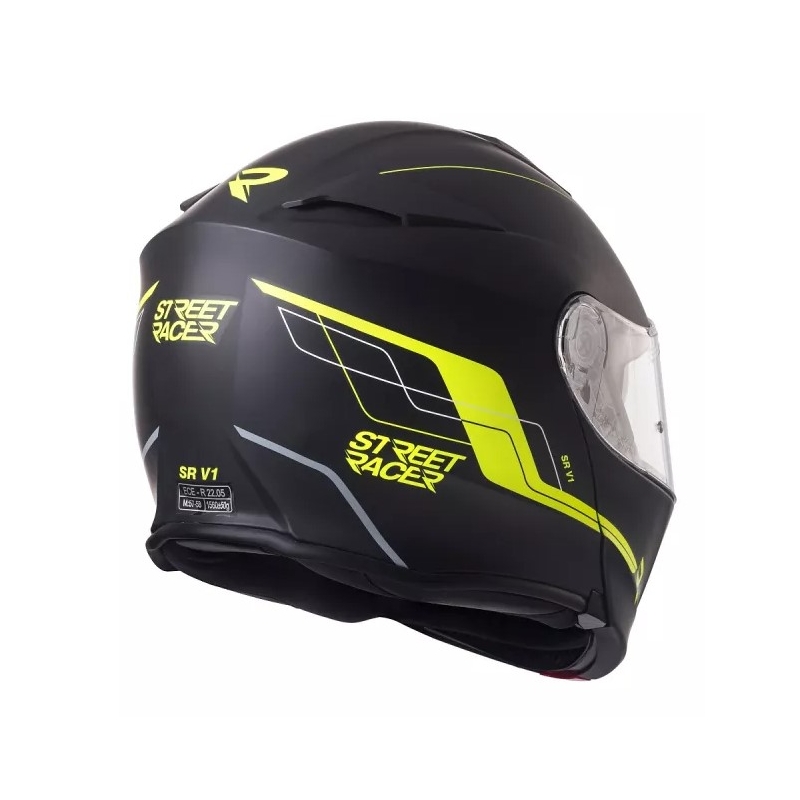 Street Racer SR V1 zwart-fluo geel tip-up motorhelm uitverkoop