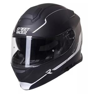 Street Racer SR V1 zwart-wit tip-up motorhelm uitverkoop