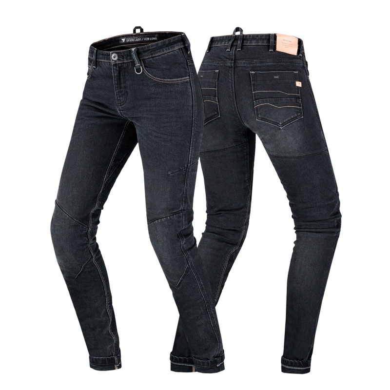 Damesjeans Shima Devon zwart verlengd voor motorfiets uitverkoop