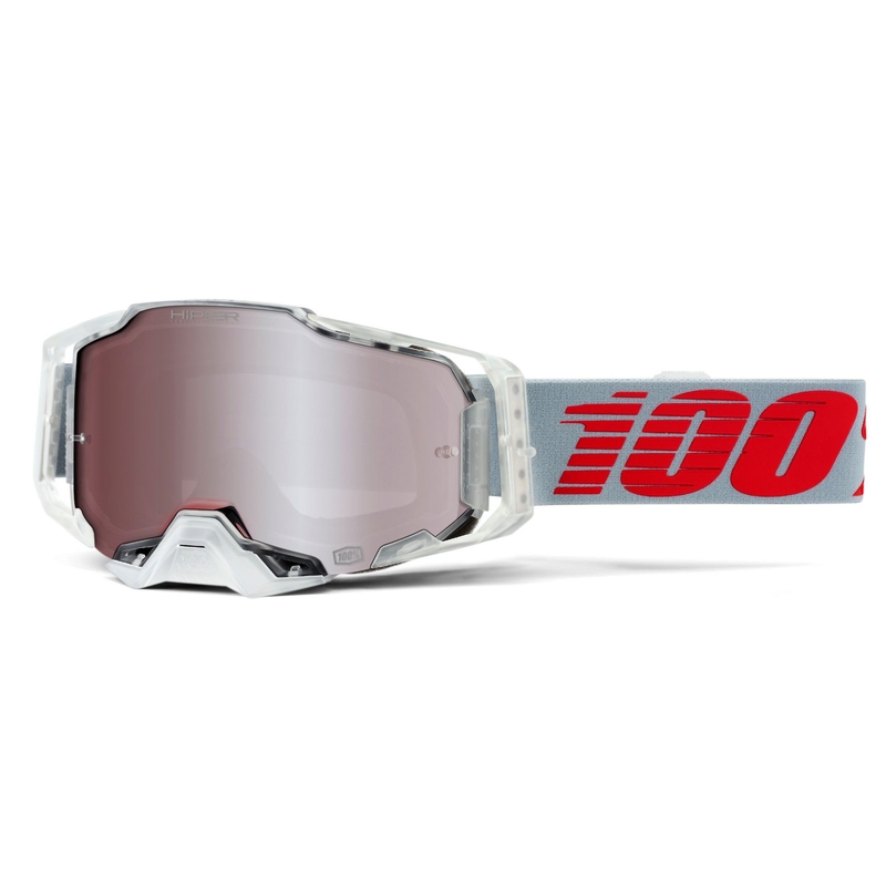 Motorcrossbril 100% ARMEGA X-Ray-Hiper zilver plexi