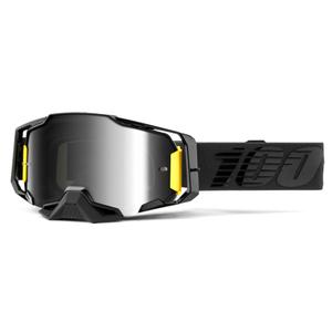 Motorcrossbril 100% ARMEGA Nightfall zwart (gespiegeld zilver plexi) uitverkoop