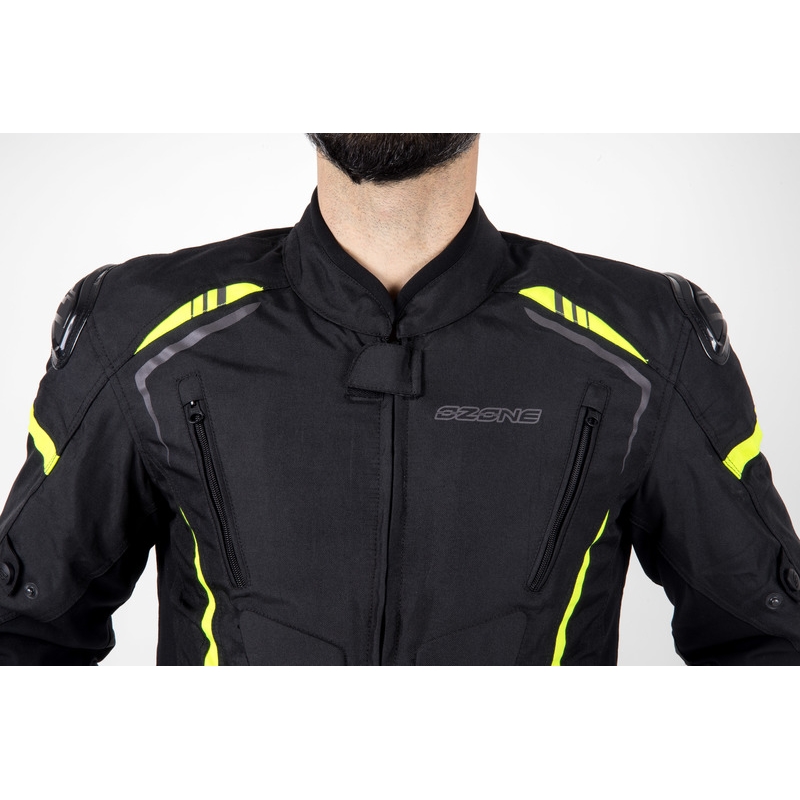 Ozone Pulse zwart-fluo gele motorjas
