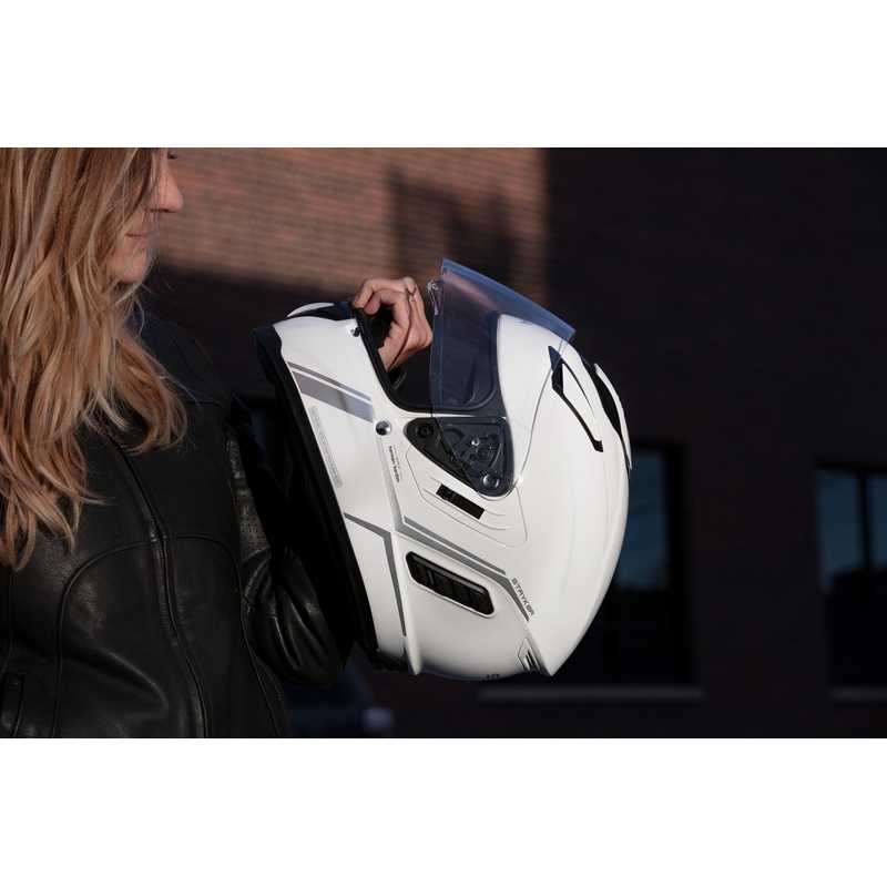 Integraal motorhelm met mesh-headset SENA Stryker glanzend wit