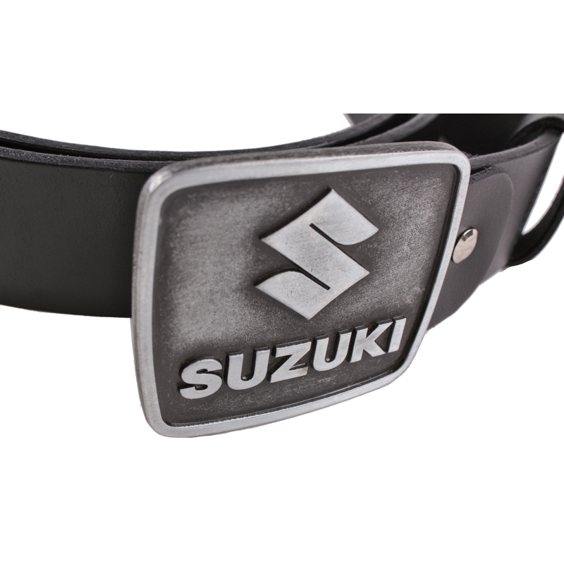 Leren moto riem met Suzuki gesp