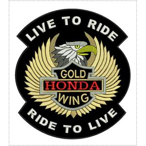 Patch Live to Ride Gold Wing - groot