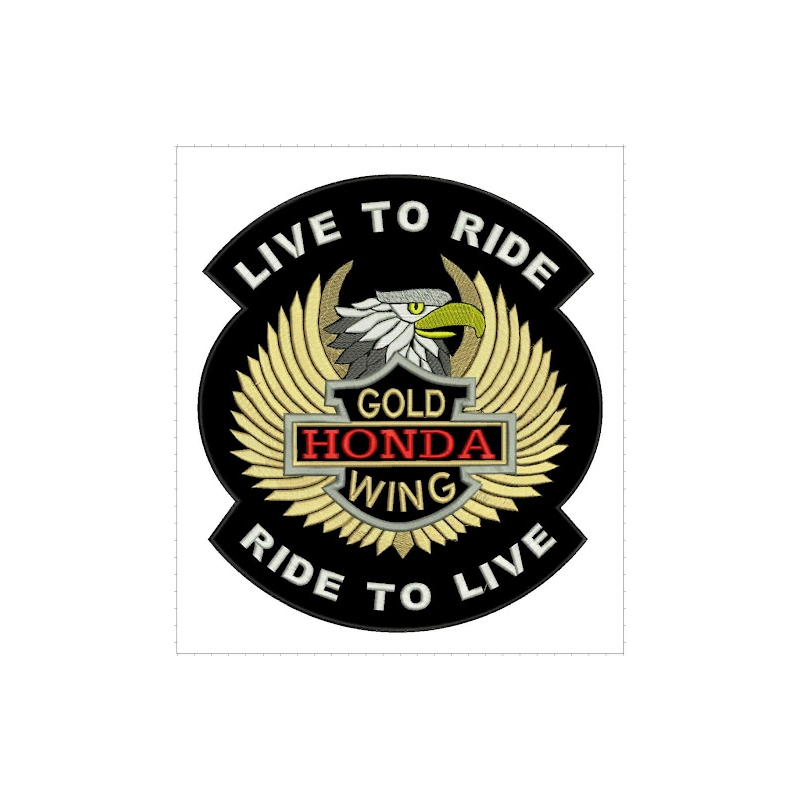 Patch Live to Ride Gold Wing - groot