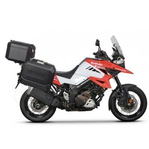 Kompletní sada černých hliníkových kufrů SHAD TERRA BLACK , 37L topcase 36L/36L boční kufry, včetně montážní sady a plotny SHAD SUZUKI DL 1000 V-Strom/ DL 1050 V-Strom