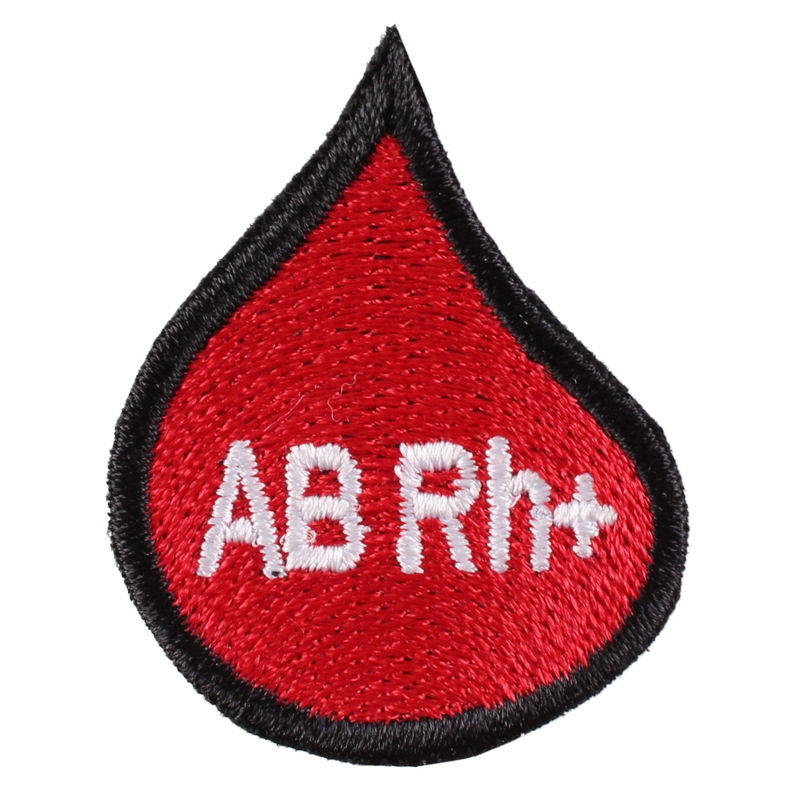 Patch met bloedgroepdruppel AB Rh+