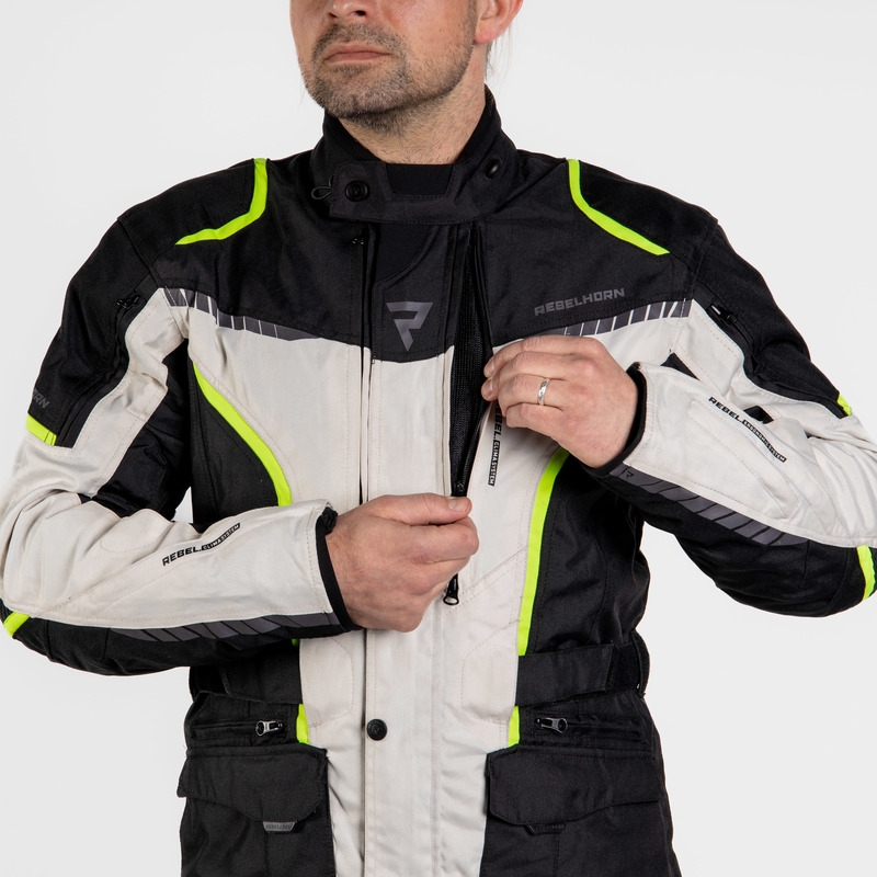 Rebelhorn Hiker III zwart-grijs-fluo geel motorjack uitverkoop