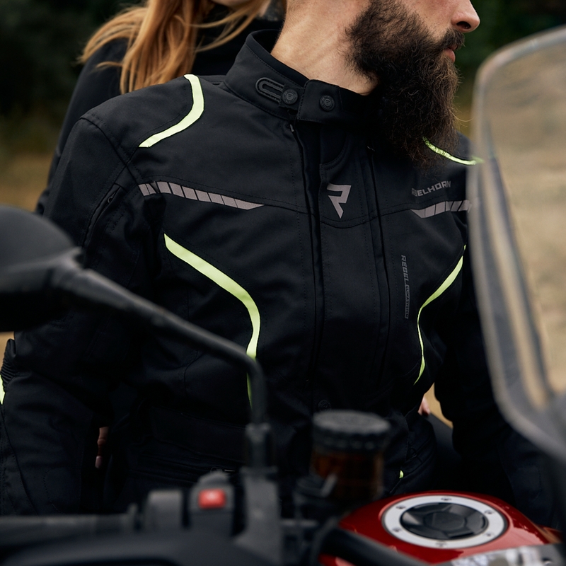 Motorjas Rebelhorn Hiker III zwart-fluogeel