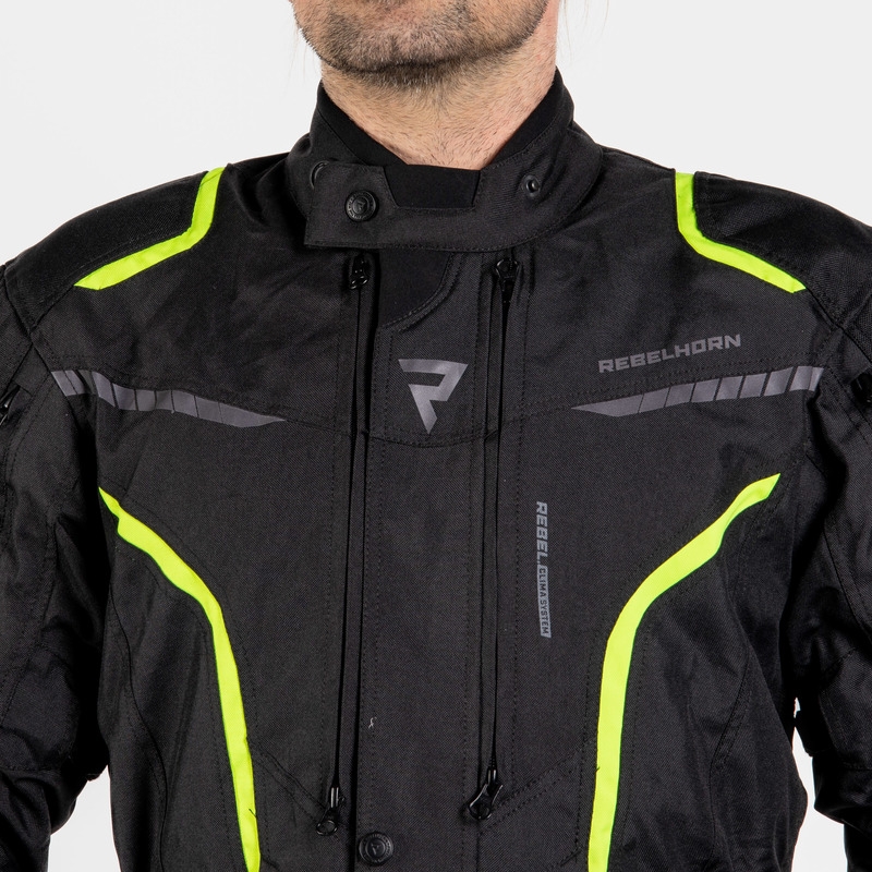 Motorjas Rebelhorn Hiker III zwart-fluogeel