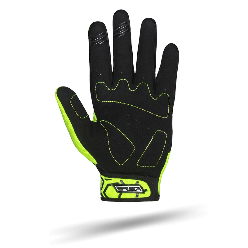 Kinder motorhandschoenen RSA MX EVO zwart-fluo geel